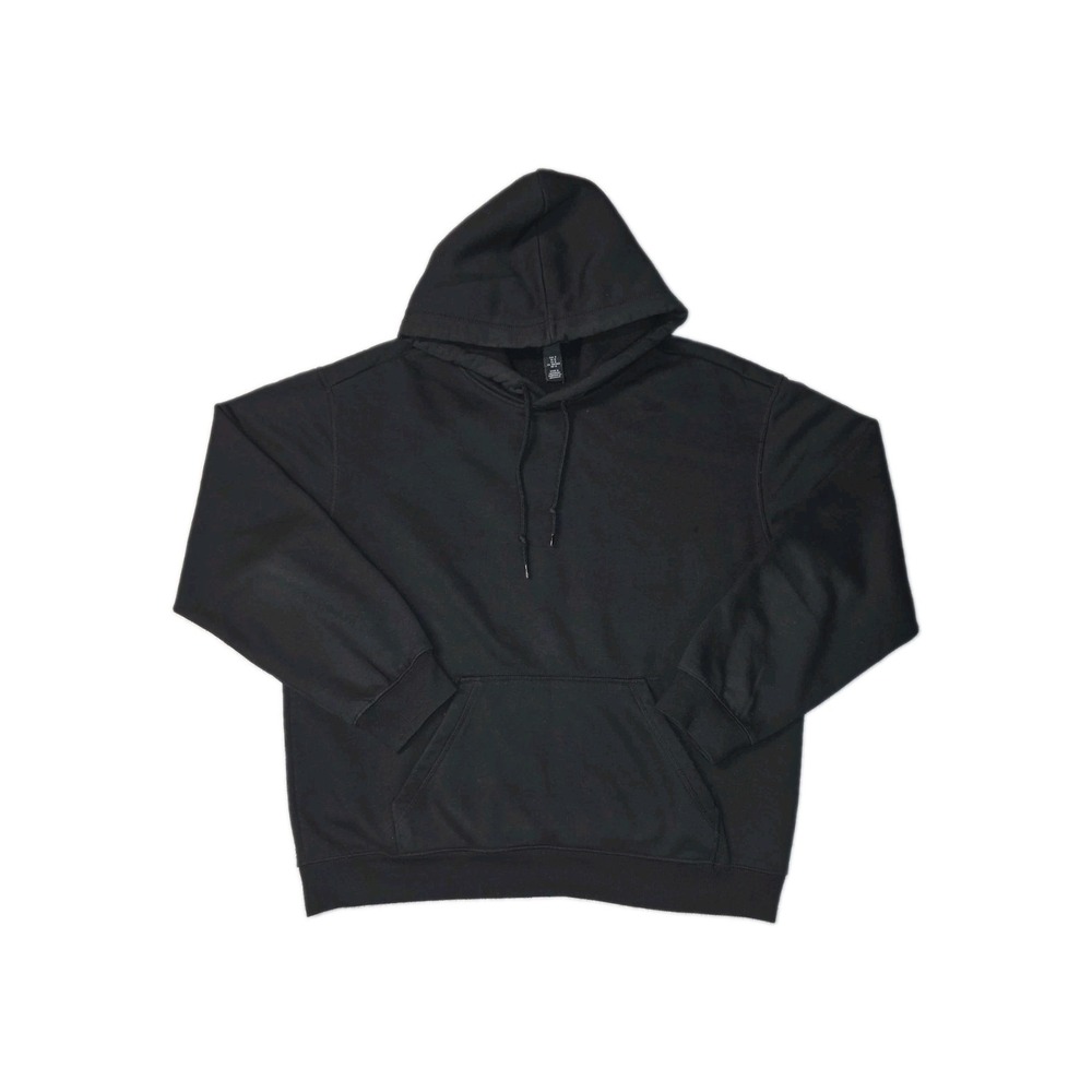 HM Fleece Pullover Black Mens Size M Relaxed Fit Kangaroo Pocket Hoodie